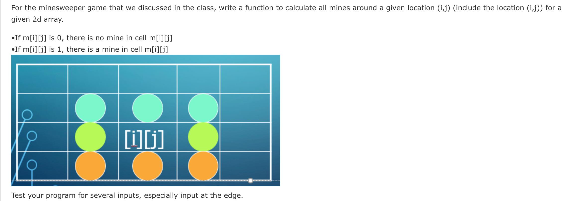 Solved For the minesweeper game that we discussed in the | Chegg.com