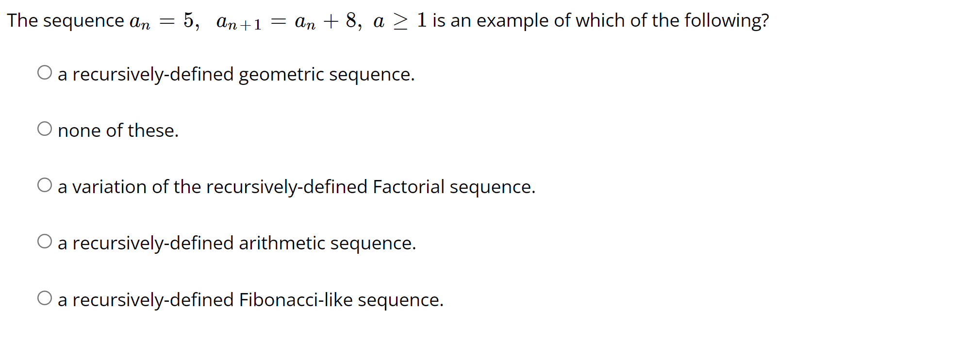 the sequence 1 1 2 3 5 8 is an example of