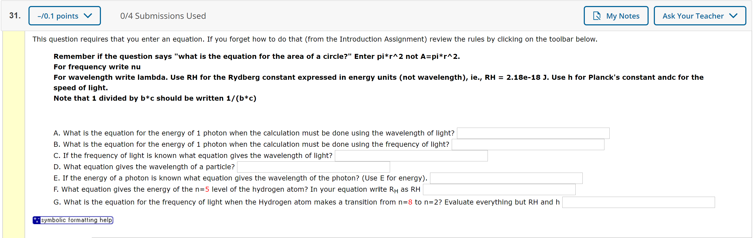 Solved 31 0 1 Points V 0 4 Submissions Used E My Notes Chegg Com