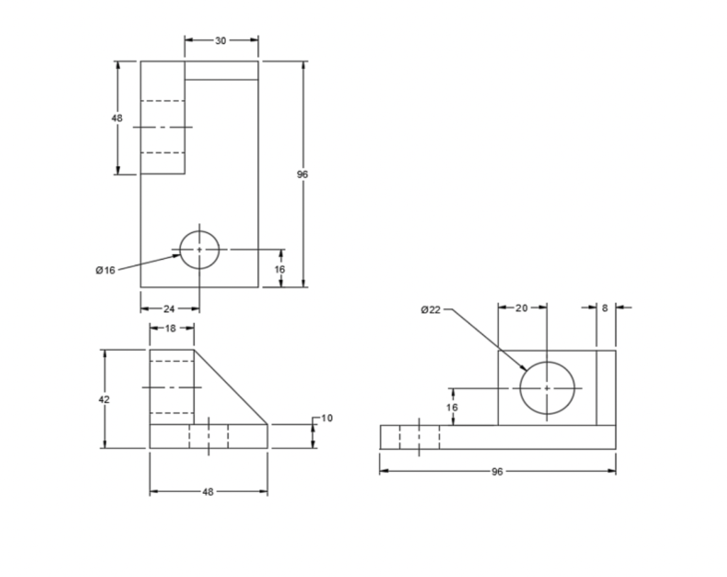 Solved Draw an isometric drawing given the 3 principal views | Chegg.com