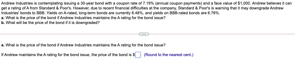 Solved Andrew Industries is contemplating issuing a 30-year | Chegg.com