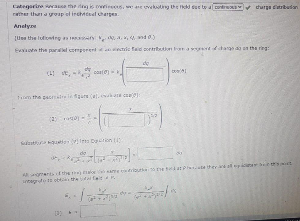 Solved The Electric Field of a Uniform Ring of Charge A ring | Chegg.com