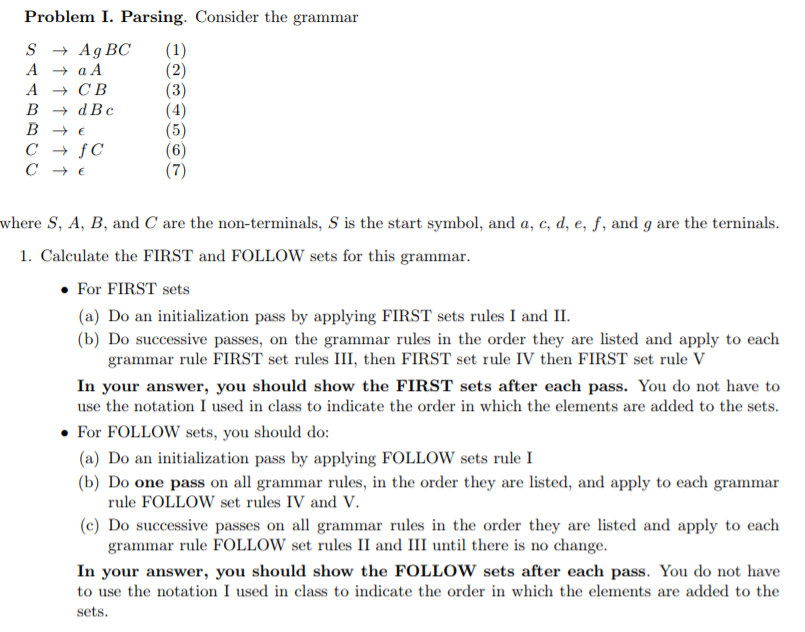 Solved Consider The Following Grammar And Calculate The | Chegg.com