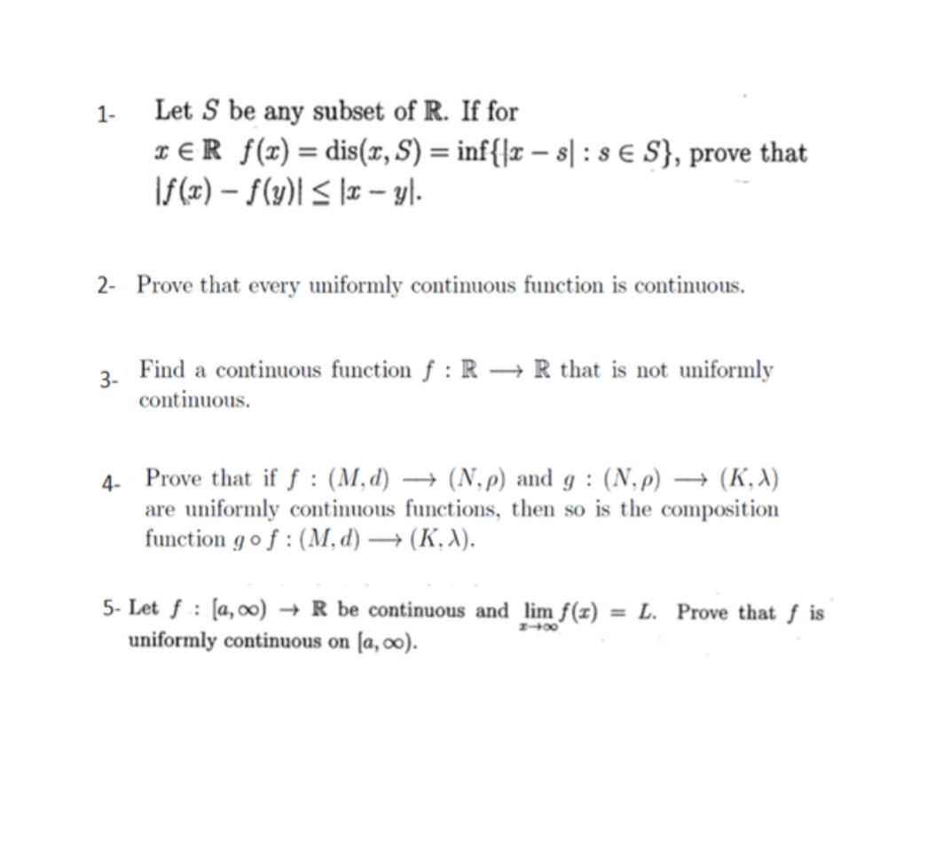 Solved 1 Let S Be Any Subset Of R If For Xer F X Dis Chegg Com