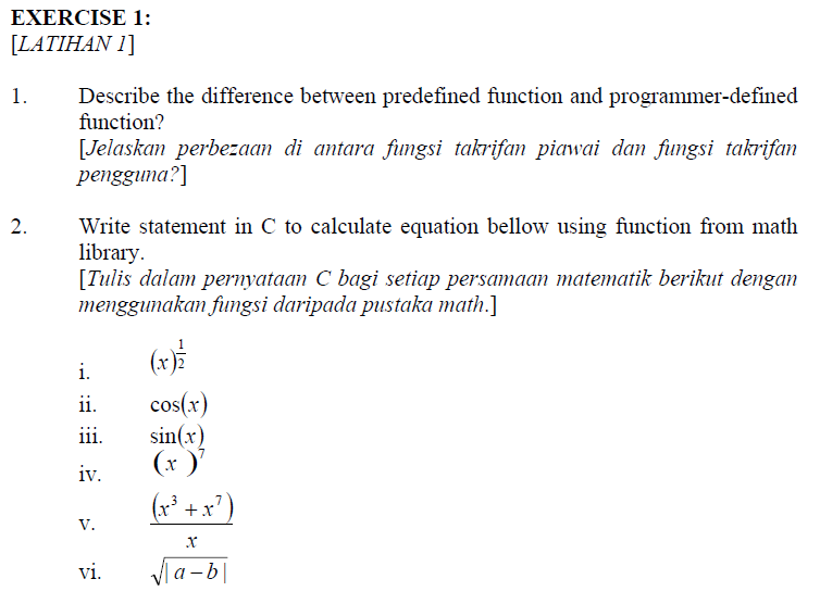 Solved EXERCISE 1: [LATIHAN 1] 1. Describe The Difference | Chegg.com