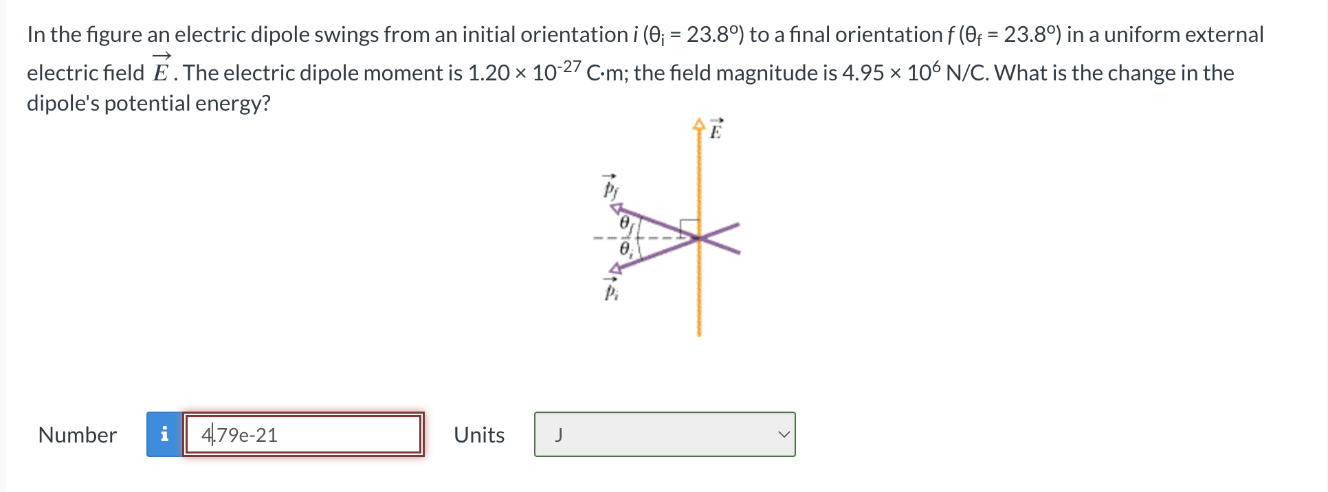 Solved In the figure an electric dipole swings from an | Chegg.com