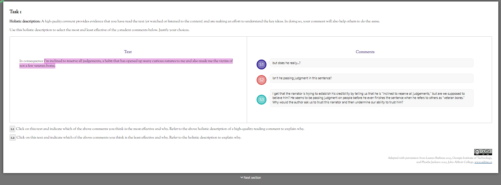 View of Solved Task IUse this holistic description to select the | Chegg.com
