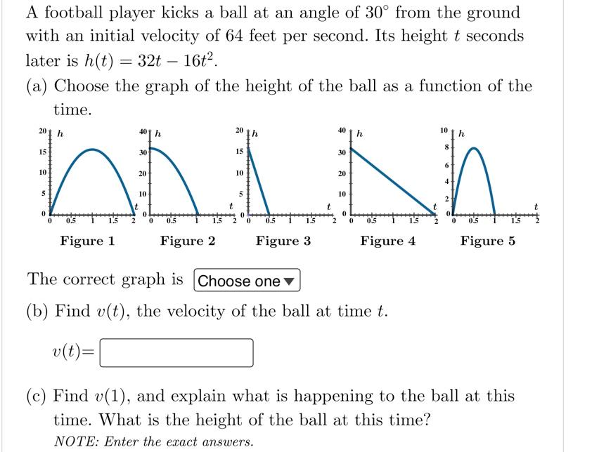Solved A football player kicks a ball at an angle of 30°