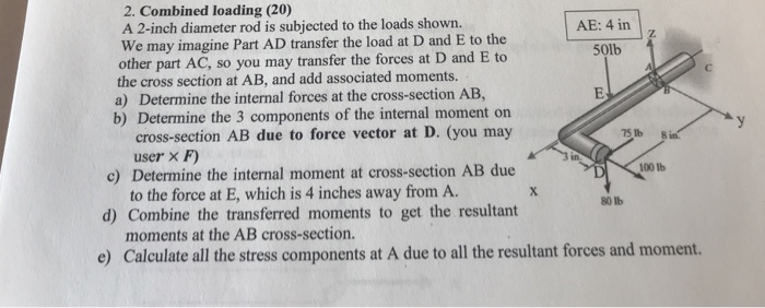 Solved 2. Combined loading (20) A 2-inch diameter rod is | Chegg.com