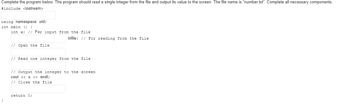 Solved Complete the program below. The program should read a | Chegg.com