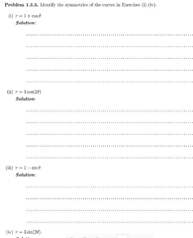 Solved Problem 1.3.3. Identify the symmetries of the curves | Chegg.com