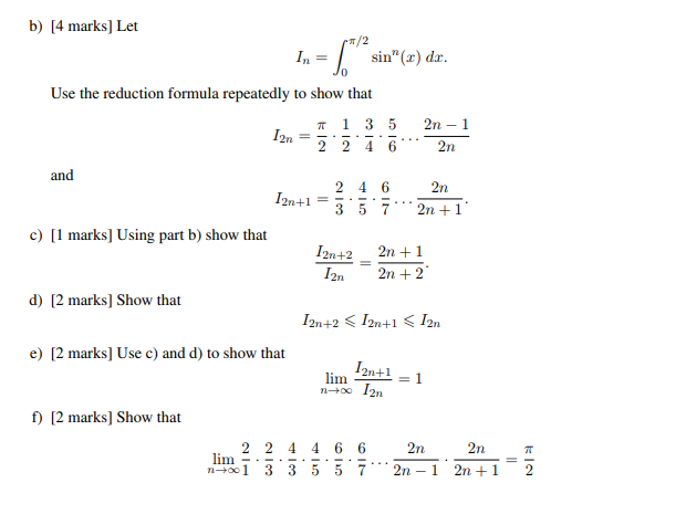 Solved b) 4 marks] Let T/2 Use the reduction formula | Chegg.com