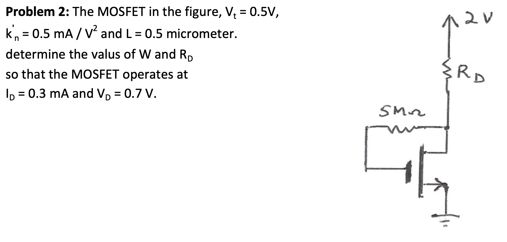 Solved 12v Problem 2: The MOSFET in the figure, V+ = 0.5V, | Chegg.com