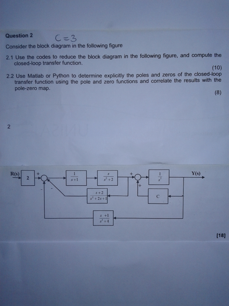 Solved Question 2 C3 Consider the block diagram in the | Chegg.com
