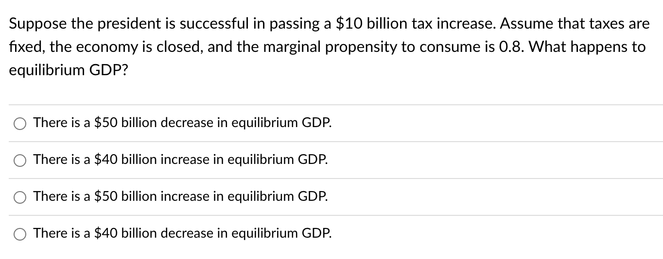 Solved Suppose the president is successful in passing a $10 | Chegg.com