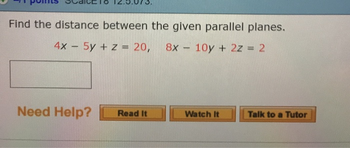 Solved Find the distance between the given parallel planes. | Chegg.com
