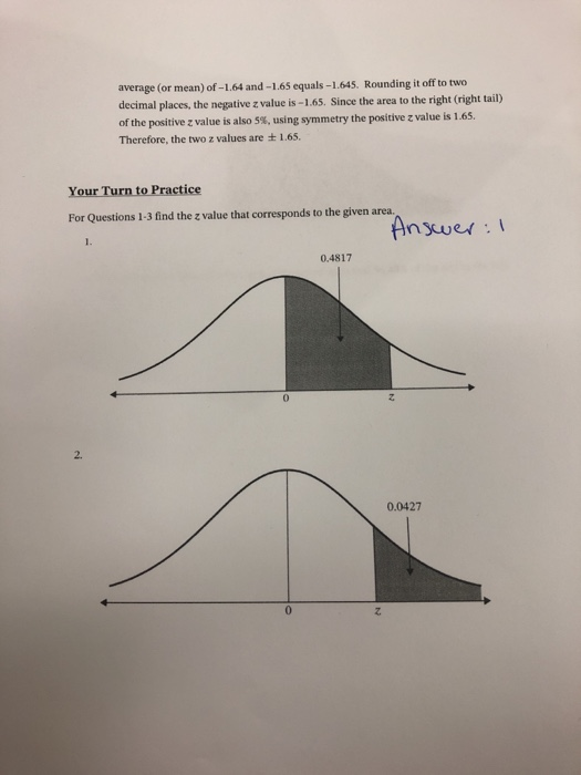 Solved average (or mean) of -1.64 and -1.65 equals-1.645. | Chegg.com