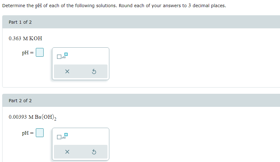 Solved Determine the pH of each of the following solutions. | Chegg.com