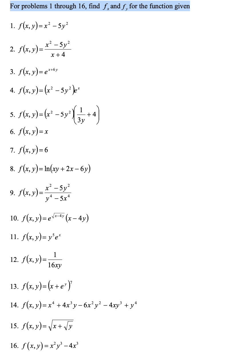 Solved For Problems Through Find Fx And Fy For The Chegg Com