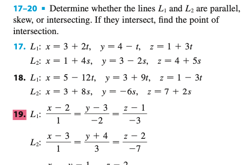 Solved 17-20 = Determine whether the lines L1 and L2 are | Chegg.com