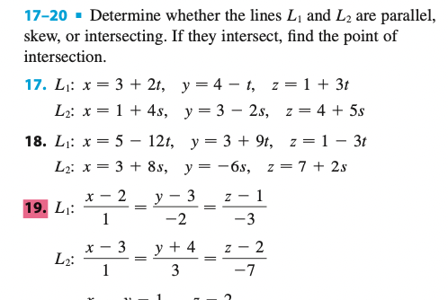 Solved 17-20 = Determine Whether The Lines L1 And L2 Are | Chegg.com