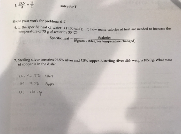 Solved Solve For T Show Your Work For Problems 6-7 6. If The | Chegg.com