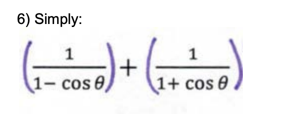 Solved Simply:(11-cosθ)+(11+cosθ) | Chegg.com