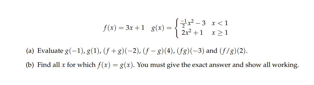 Solved F X 3x 1g X {2−1x2−32x2 1x