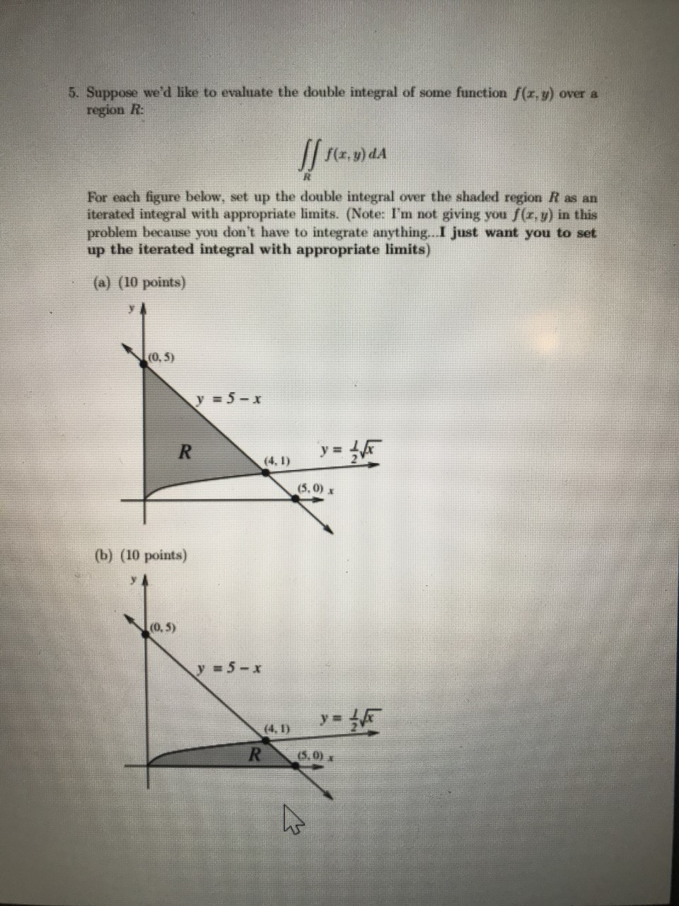 Solved 5. Suppose we'd like to evaluate the double integral | Chegg.com
