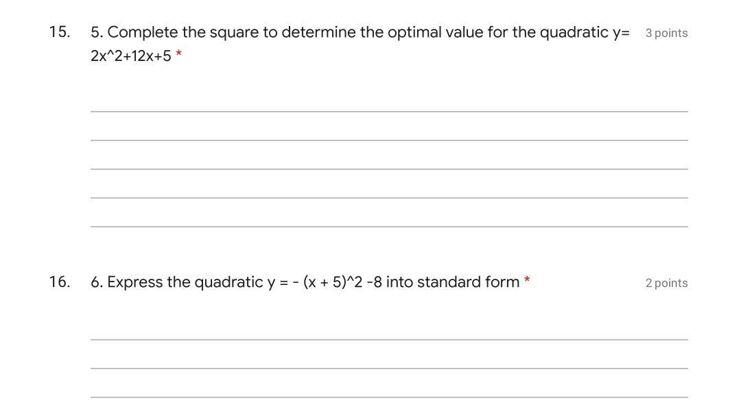 Solved 15. 5. Complete the square to determine the optimal | Chegg.com