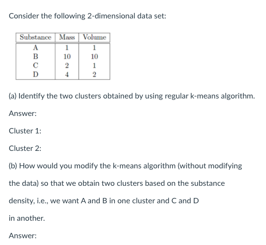 Solved Consider the following 2-dimensional data set: | Chegg.com