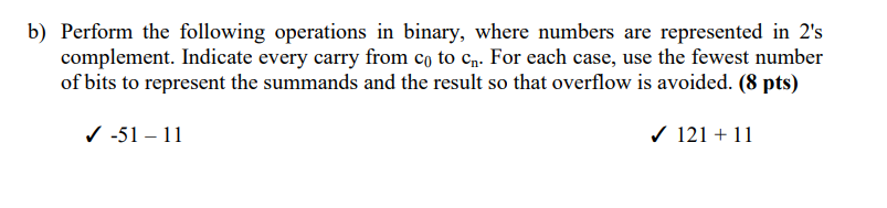 Solved b) Perform the following operations in binary, where | Chegg.com