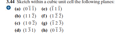 Solved 3.44 Sketch within a cubic unit cell the following | Chegg.com