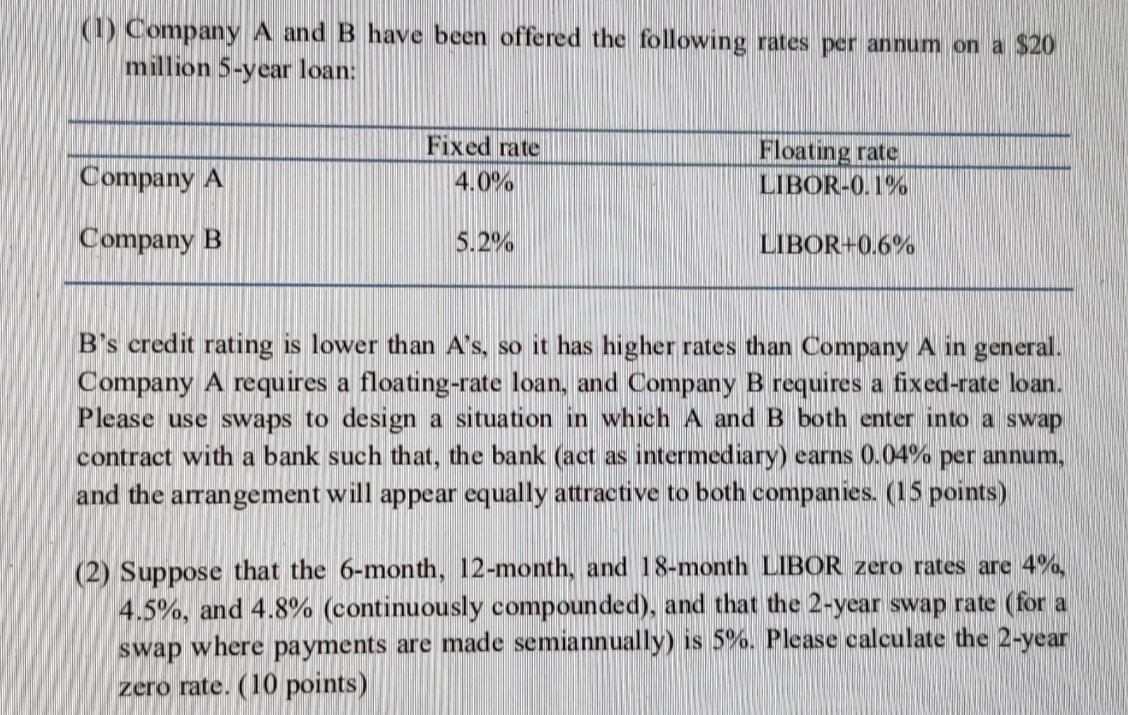 Solved (1) Company A And B Have Been Offered The Following | Chegg.com