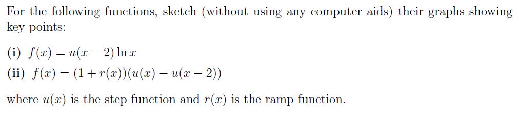 Solved For the following functions, sketch (without using | Chegg.com