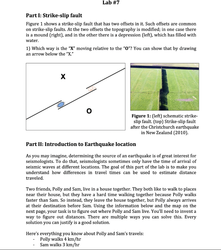 Solved Part I: Strike-slip fault Figure 1 shows a | Chegg.com