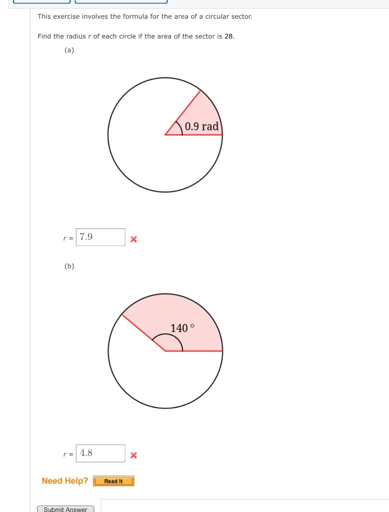 Solved This exercise involves the formula for the area of a | Chegg.com