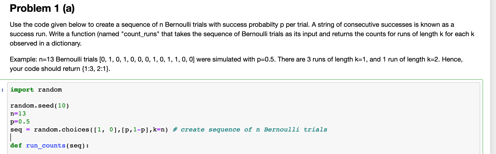 Solved Problem 1 (a) Use The Code Given Below To Create A | Chegg.com