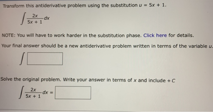 Solved Transform this antiderivative problem using the | Chegg.com