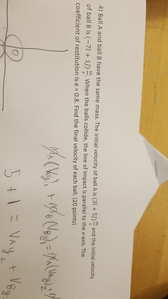 Solved 4) Ball A And Ball B Have The Same Mass. The Initial | Chegg.com