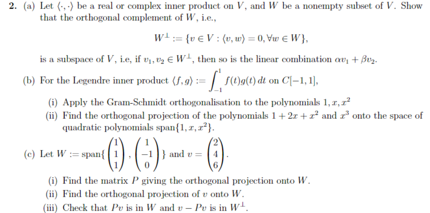 Solved 2. (a) Let (,) be a real or complex inner product on | Chegg.com