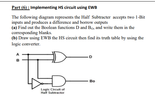 Solved Part (6) : Implementing HS circuit using EWB The | Chegg.com