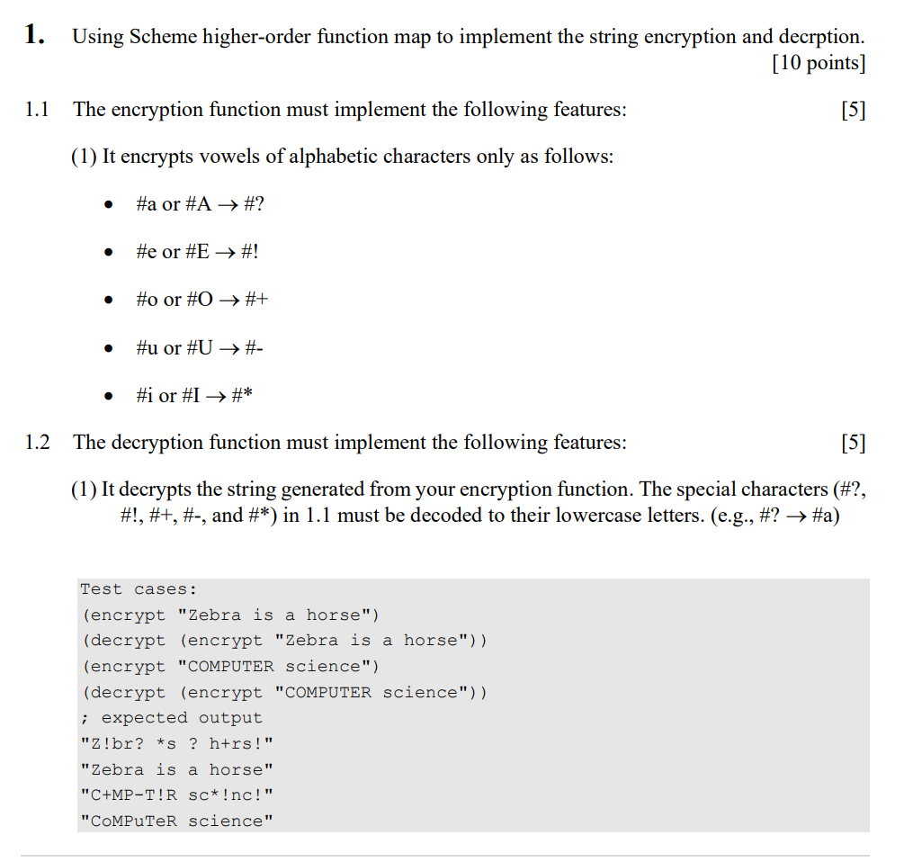 Solved 1. Using Scheme higher-order function map to | Chegg.com