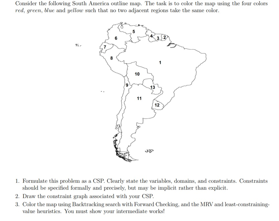 South America Map To Color Solved: Consider The Following South America Outline Map 