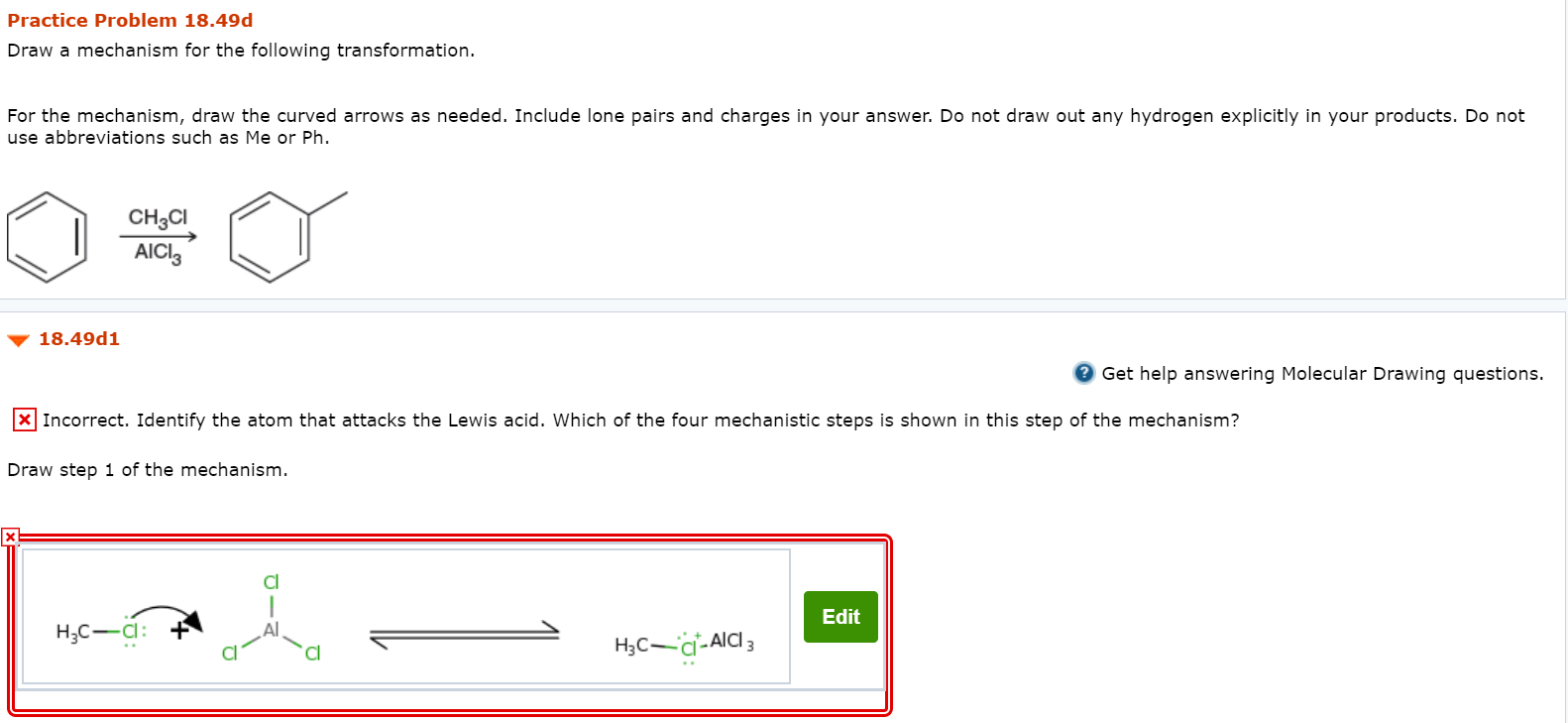 Solved Practice Problem 18.49d Draw a mechanism for the | Chegg.com