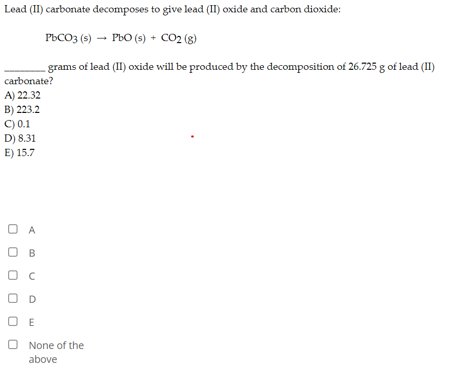 Solved Lead (II) carbonate to give lead (II)