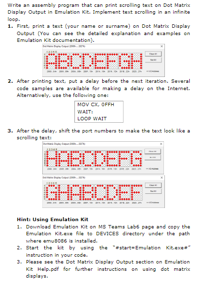 Solved Write an assembly program that can print scrolling | Chegg.com
