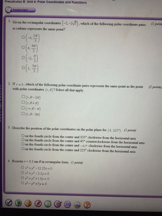 Solved Precalculus B Unit 4: Polar Coordinates And Functions | Chegg.com