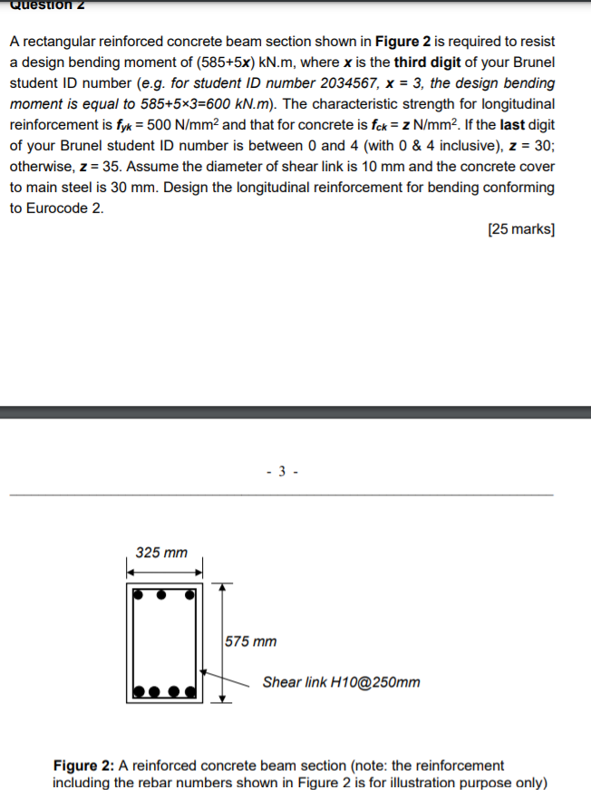 Solved Question Z A Rectangular Reinforced Concrete Beam | Chegg.com