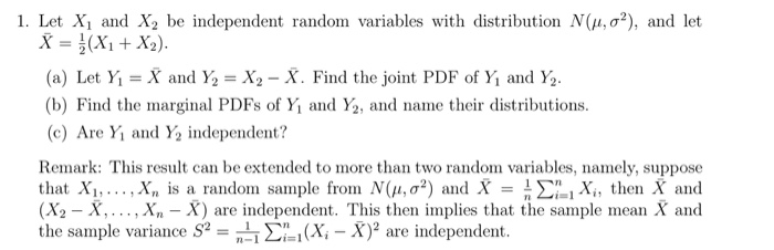 Solved 1. Let X1 and X2 be independent random variables with | Chegg.com